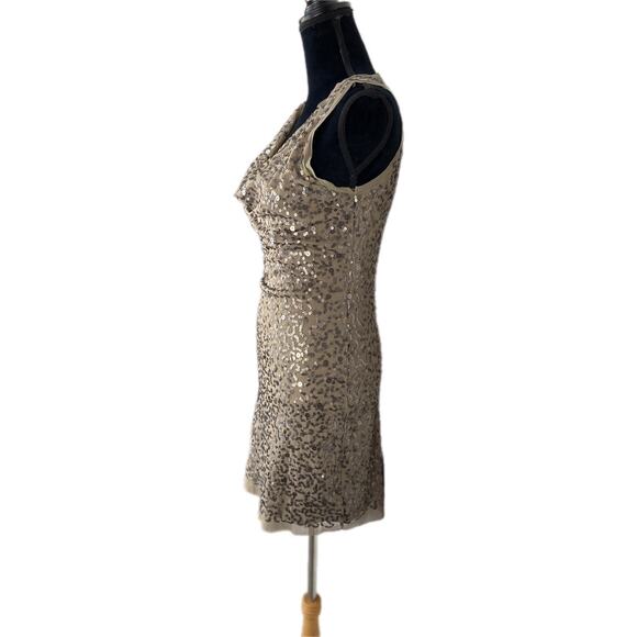 Max Studio Holiday Party Sequin Taupe Bodycon Dress - Women's Size S - Picture 3 of 5